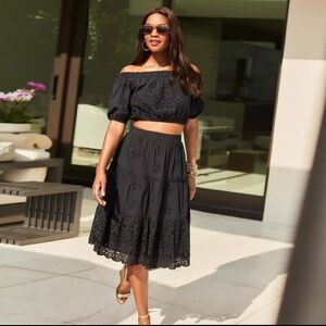 Elegant Black Off-Shoulder Skirt Set